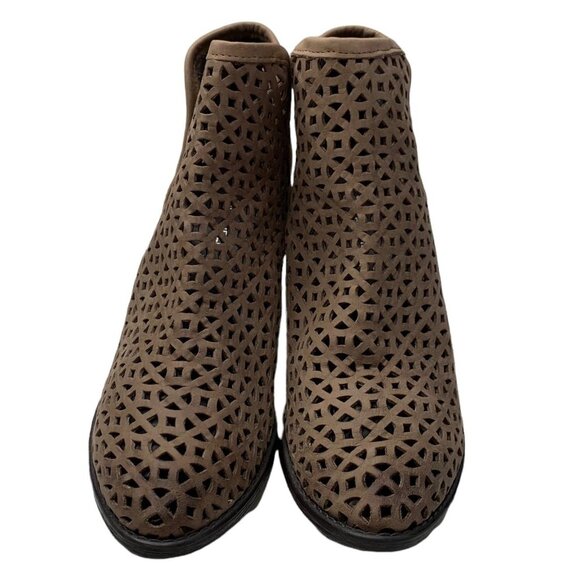 Krbonell Brown Leather Perforated Pointed Toe Booties - Picture 2 of 7